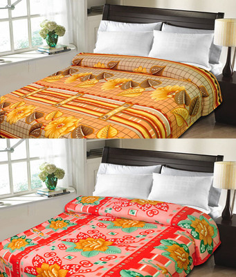 

Sanvi Traders Checkered Double Blanket(Microfiber, Yellow)
