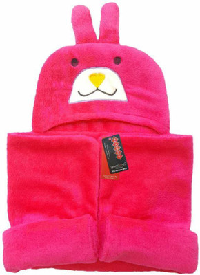 

Brandonn Embroidered  Hooded Baby Blanket(Microfiber, hot pink