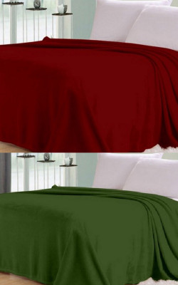 Shopaholic Solid Double Fleece Blanket(Microfiber, Multicolor)