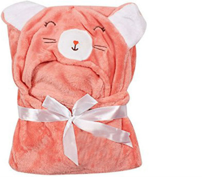 

Creative India Exports Plain  Hooded Baby Blanket(Microfiber, Peach