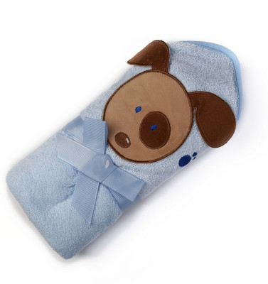 

Babyoodles Embroidered  Hooded Baby Blanket(Microfiber, Blue