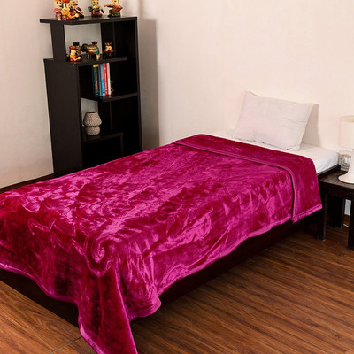 

Fab Ferns Plain  Mink Blanket(Microfiber, Pink