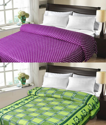 

Sanvi Traders Checkered Double Blanket(Microfiber, Green)