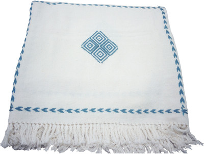 

Rope International Embroidered  Throw(Cotton, White