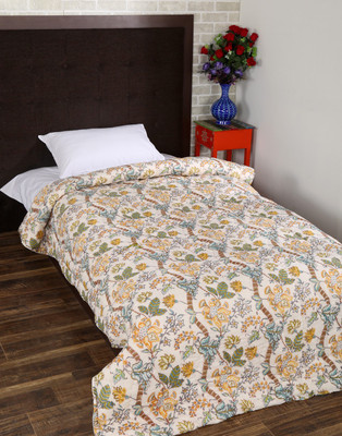 

Rajrang Floral Single Comforter(Cotton, Off White)
