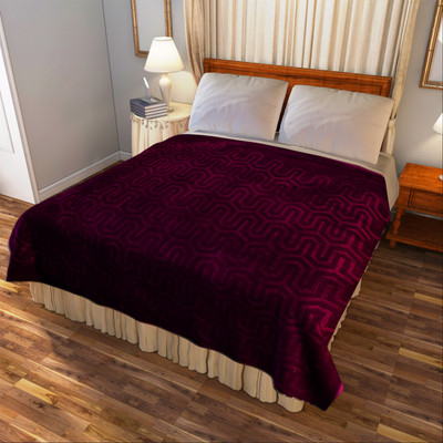 

Bombay Dyeing Striped Double Blanket(Microfiber, Maroon)