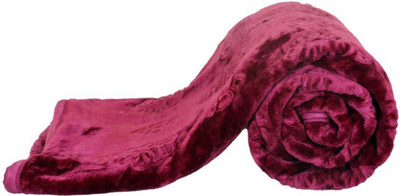 Shop4Home Floral Double Mink Blanket(Microfiber, Maroon)