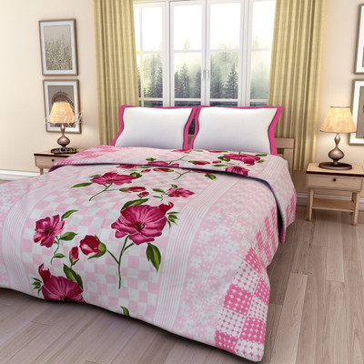 

eCraftIndia Floral  Dohar(Poly Cotton, Pink