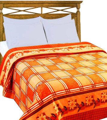 

Home Candy Checkered  Coral Blanket(Microfiber, Orange