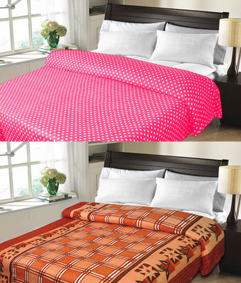 

Sanvi Traders Checkered Double Blanket(Microfiber, Brown)