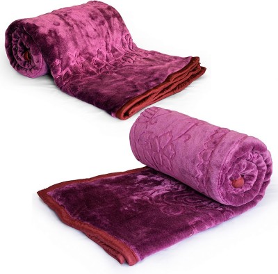 Great Art Floral Double Mink Blanket for  Mild Winter(Microfiber, Purple)