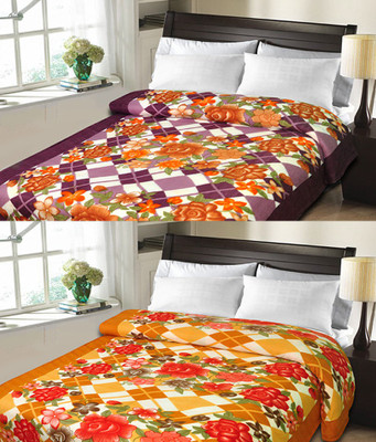 

Sanvi Traders Floral Double Blanket(Microfiber, Multicolor)