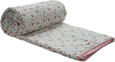 

Snuggle Floral Double Comforter(Cotton, Pink, White)