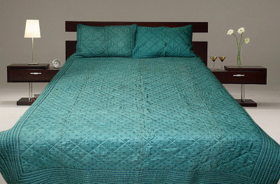 83% OFF on Sriam Floral Single Quilt, Comforter Blue(A Piece of Quilt with 2 Pillow Cover)