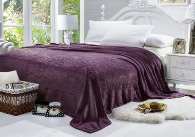 Bombay Dyeing Floral Single Mink Blanket(Microfiber, Purple)