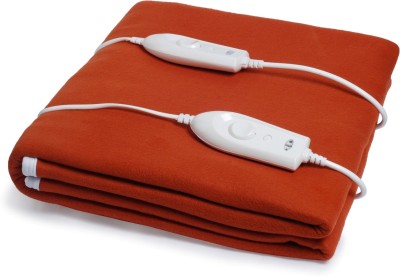 Expressions Solid Double Electric Blanket for  Heavy Winter(Polyester, Orange)