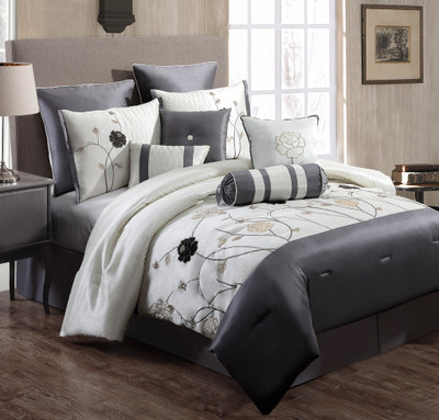 

Bella King Cotton Duvet Cover(Grey, White)