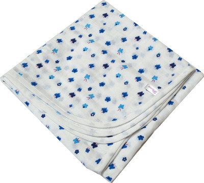 40% OFF on Ireeya Floral Single Blanket(Cotton, White, Blue)