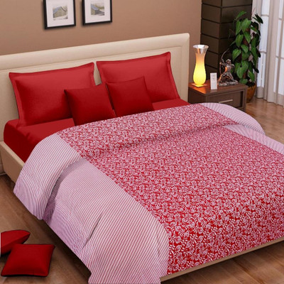 

Cortina Floral  Dohar(Microfiber, Red, White