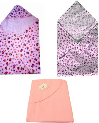

Big Bear Floral  Hooded Baby Blanket(Cotton, Pink