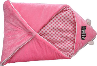 

SilverStone Checkered  Hooded Baby Blanket(Microfiber, Pink
