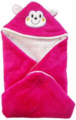 BRANDONN Abstract Single Hooded Baby Blanket(Microfiber, Pink)