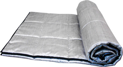 64% OFF on Zikrak Exim Geometric Queen Quilt(Poly Dupiony, Silver, Black)