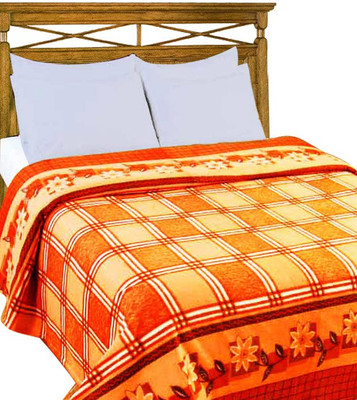 

Home Candy Checkered  Coral Blanket(Microfiber, Orange