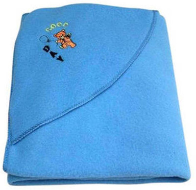 Gargshope Plain, Cartoon, Embroidered  Hooded Baby Blanket(Polyester, Blue