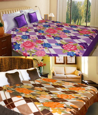 55% OFF on Christy's Collection Floral Double Blanket(pollar, Multicolor)