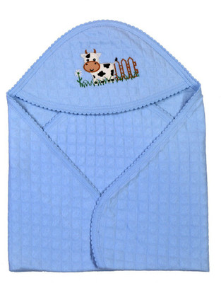 

Brim Hugs & Cuddles Plain  Hooded Baby Blanket(Cotton, Blue