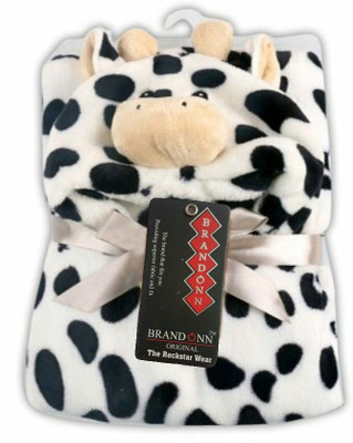

Brandonn Printed  Hooded Baby Blanket(Microfiber, White