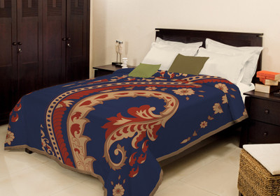 

Bombay Dyeing Floral Single Mink Blanket(Microfiber, Blue)
