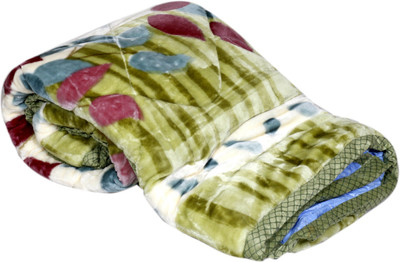 

IndiWeaves Floral Double Blanket(Polyester, Green, Multicolor)