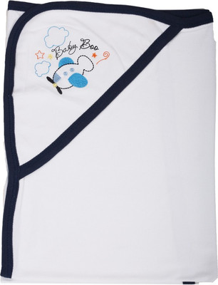 

Baby Boo Plain  Hooded Baby Blanket(Cotton, White