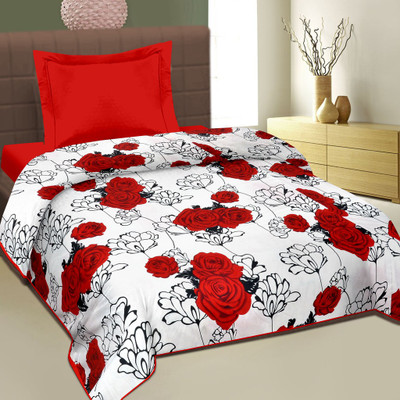 

Cortina Floral  Dohar(Microfiber, Red, White