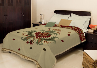 

Bombay Dyeing Floral Double Mink Blanket(Microfiber, Beige)