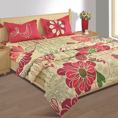 25% OFF on House This Floral Double Comforter(Cotton, Pink)