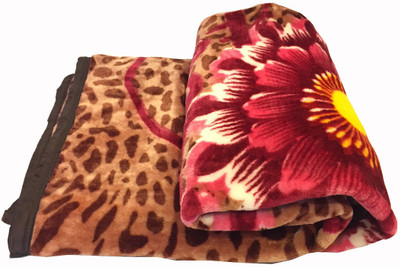 

Fab Ferns Floral Double Mink Blanket(Microfiber, Brown)