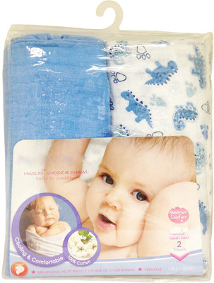 

Babies Bloom Plain, Printed  Swadding Baby Blanket(Microfiber, Blue