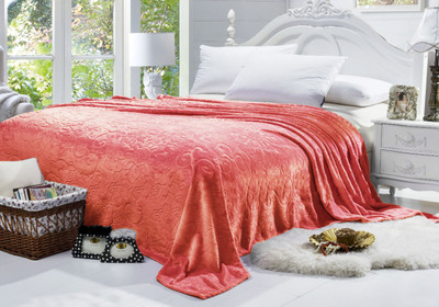 

Bombay Dyeing Floral Single Mink Blanket(Microfiber, Orange)
