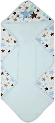 

Wonder Kids Printed  Hooded Baby Blanket(Microfiber, Blue