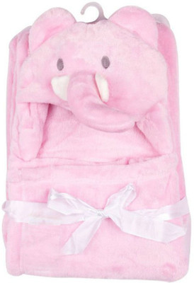 

Creative India Exports Plain  Hooded Baby Blanket(Microfiber, Pink