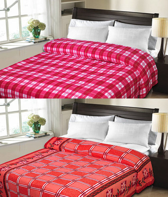 

Sanvi Traders Checkered Double Blanket(Microfiber, Red)