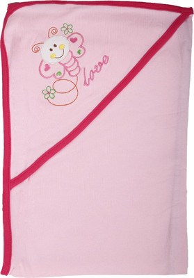 

Baby Boo Embroidered, Plain  Hooded Baby Blanket(Cotton, Pink