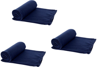 AAZEEM Solid Single Fleece Blanket for  Mild Winter(Microfiber, Blue)