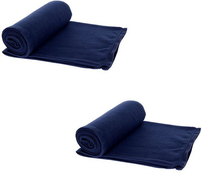 AAZEEM Solid Single Fleece Blanket for  AC Room(Microfiber, Blue)