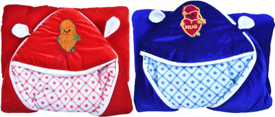 New Born Baby Blanket Geometric  Hooded Baby Blanket(Microfiber, Red