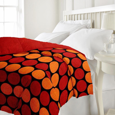 eCraftIndia Polka Single Dohar(Poly Cotton, Black, Orange)