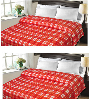 

Christy's Collection Checkered Double Coral Blanket(Microfiber, Orange)